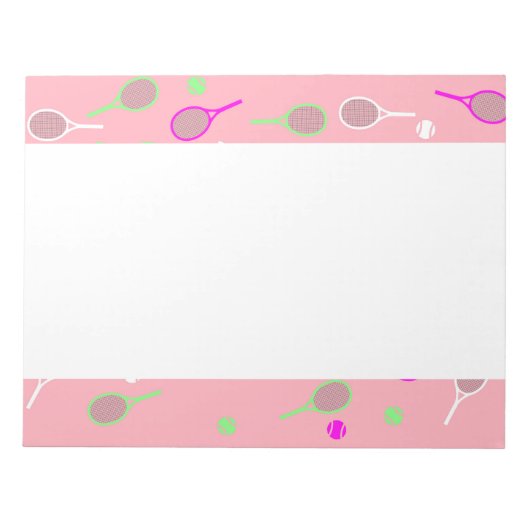 Cool Pink Retro Racquets Pattern Tennis Player Notitieblok (Voorkant)