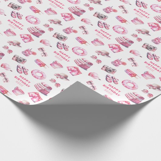 Cool Pink Summer Girls Verjaardag Cadeaupapier (Hoek)