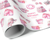Cool Pink Summer Girls Verjaardag Cadeaupapier (Rol Hoek)