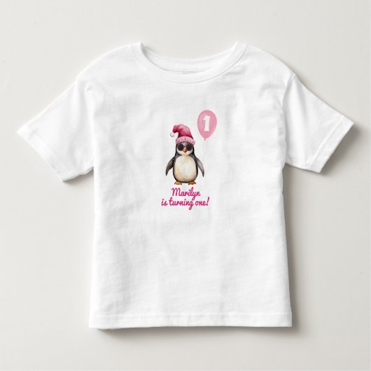 Cool Pink Winter Penguin Kinder Shirts (Voorkant)