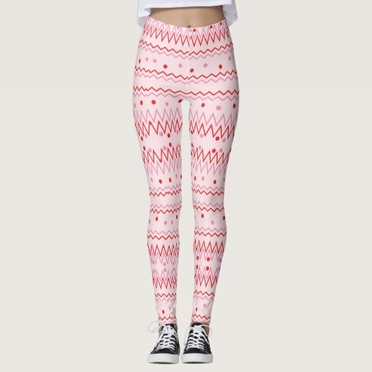 Cool Pink Zigzag Chevron Leggings (Voorkant)