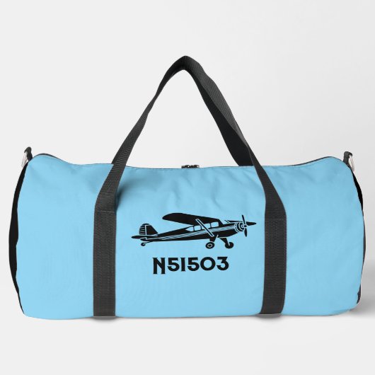 Cool Piper Cub Vliegtuig, Eenvoudige Blauwe Luchtv Plunjezak (Voorkant)