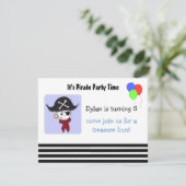 Cool Pirate Birthday Party Invitation Kaart (Staand voorkant)
