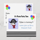 Cool Pirate Birthday Party Invitation Kaart (Voorkant / Achterkant)