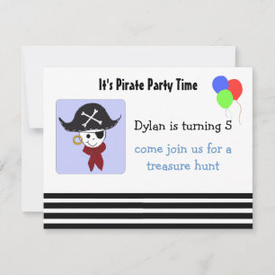 Cool Pirate Birthday Party Invitation Kaart