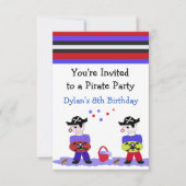 Cool Pirate Party Birthday Invitation Kaart (Voorkant)