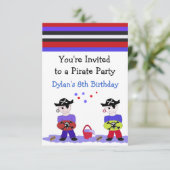 Cool Pirate Party Birthday Invitation Kaart (Staand voorkant)