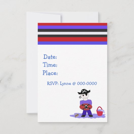 Cool Pirate Party Birthday Invitation Kaart (Achterkant)