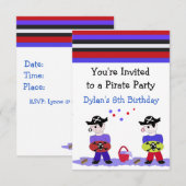 Cool Pirate Party Birthday Invitation Kaart (Voorkant / Achterkant)