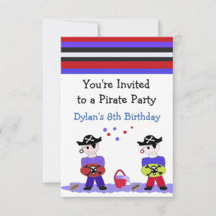 Cool Pirate Party Birthday Invitation Kaart
