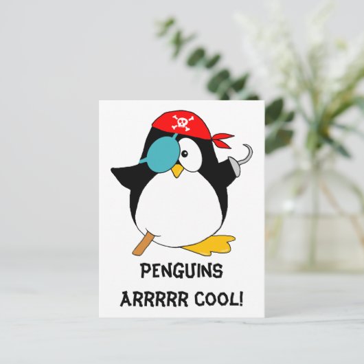 Cool Pirate Penguin Briefkaart (Staand voorkant)