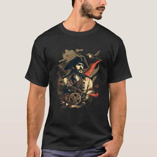 Cool Pirate with Beard T-shirt (Voorkant)