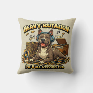 Cool Pitbull Vinyl Platen Retro Sfeer Kussen