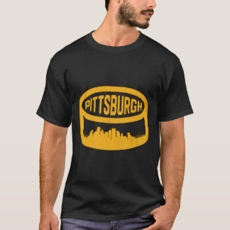 Cool Pittsburgh Hockey Puck City Skyline T-shirt