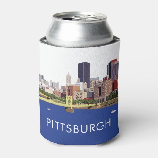 Cool Pittsburgh Skyline Computer Illustration Blikjeskoeler (Blikje Voorkant)