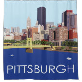 Cool Pittsburgh Skyline Computer Illustration Douchegordijn (Voorkant)
