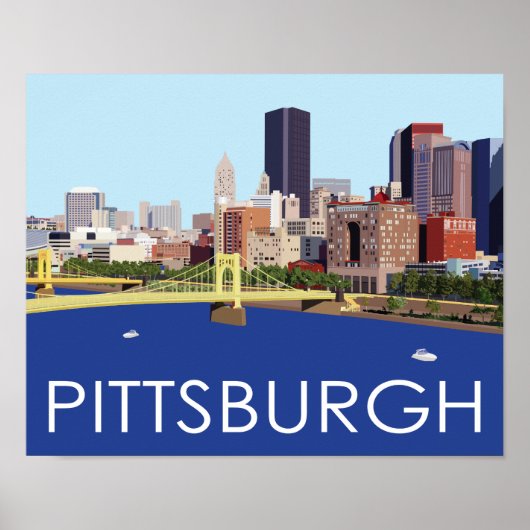 Cool Pittsburgh Skyline Computer Illustration Poster (Voorkant)