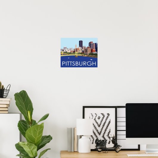 Cool Pittsburgh Skyline Computer Illustration Poster (Thuiskantoor)
