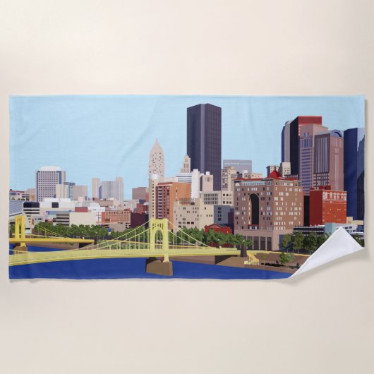 Cool Pittsburgh Skyline Computer Illustration Strandlaken (Voorkant)