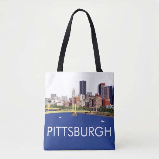 Cool Pittsburgh Skyline Computer Illustration Tote Bag (Voorkant)