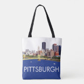 Cool Pittsburgh Skyline Computer Illustration Tote Bag (Achterkant)