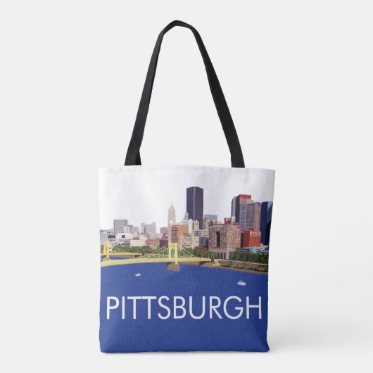Cool Pittsburgh Skyline Computer Illustration Tote Bag (Achterkant)
