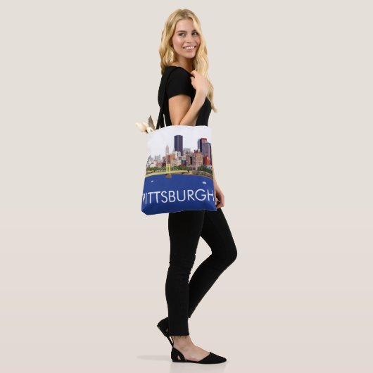 Cool Pittsburgh Skyline Computer Illustration Tote Bag (Op model)
