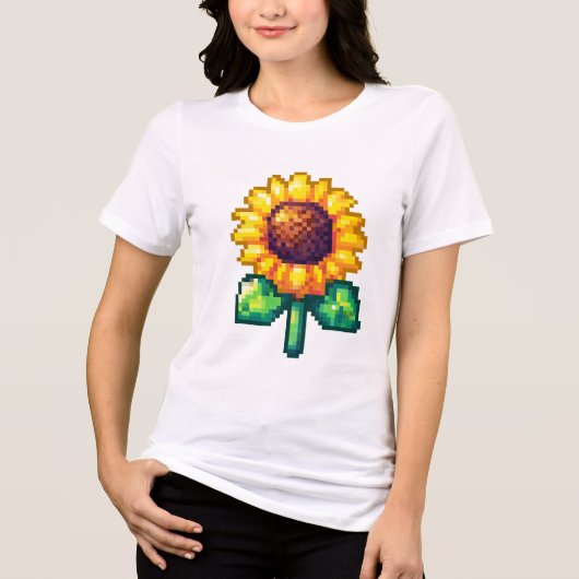 Cool Pixel Art Zonnebloem Tri-Blend Shirt (Voorkant)