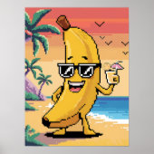Cool Pixel Banana op vakantie Poster (Voorkant)