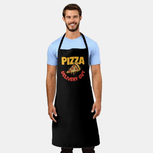 Cool Pizza bezorging guy woord kunst Schort (Gedragen)