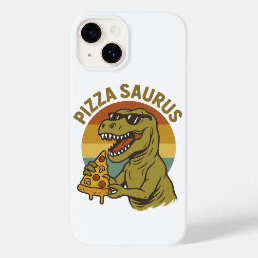 Cool Pizza Dino in Retro-stijl Case-Mate iPhone Case (Achterkant)