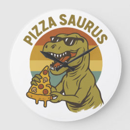 Cool Pizza Dino in Retro-stijl Grote Klok