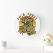 Cool Pizza Dino in Retro-stijl Grote Klok (Huis)