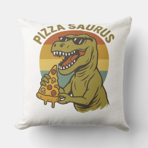 Cool Pizza Dino in Retro-stijl Kussen