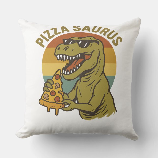 Cool Pizza Dino in Retro-stijl Kussen (Voorkant)