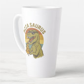 Cool Pizza Dino in Retro-stijl Latte Mok (Linkerhoek)