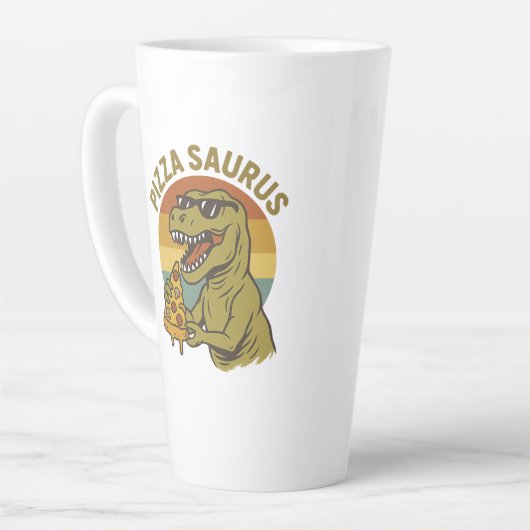 Cool Pizza Dino in Retro-stijl Latte Mok (Linkerhoek)