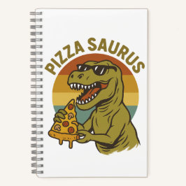 Cool Pizza Dino in Retro-stijl Notitieboek