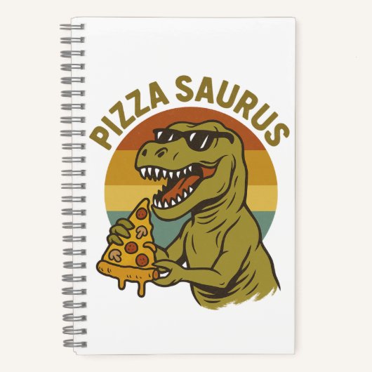 Cool Pizza Dino in Retro-stijl Notitieboek (Voorkant)