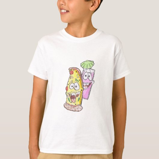 Cool Pizza & Ice Cocktail Drink T-shirt (Voorkant)