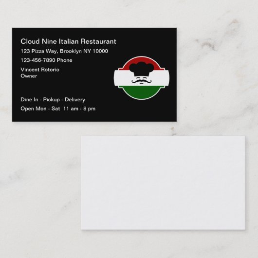 Cool Pizza Italiaans restaurant Visitekaartjes (Voorkant / Achterkant)