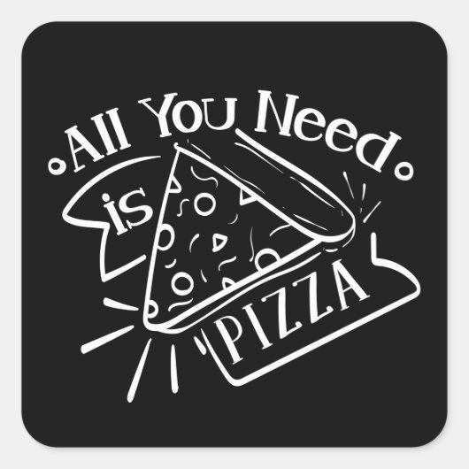 Cool Pizza Liefhebbers Word Art Vierkante Sticker (Voorkant)