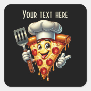 Cool pizza party liefhebbers tekst toevoegen vierkante sticker