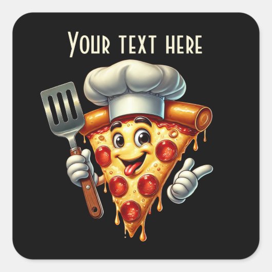 Cool pizza party liefhebbers tekst toevoegen vierkante sticker (Voorkant)