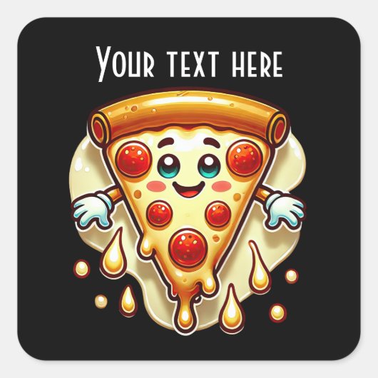 Cool pizza party liefhebbers tekst toevoegen vierkante sticker (Voorkant)