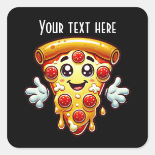 Cool pizza party liefhebbers tekst toevoegen vierkante sticker