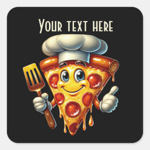 Cool pizza party liefhebbers tekst toevoegen vierkante sticker