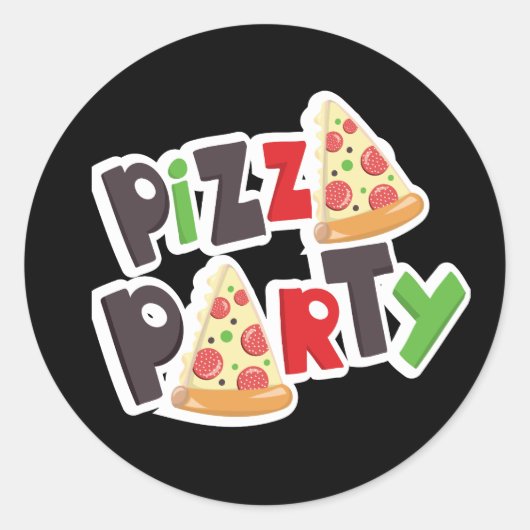 Cool pizza party woordkunst ronde sticker (Voorkant)