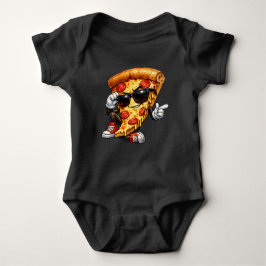 Cool Pizza Slice Mascot with Sunglasses Art Romper