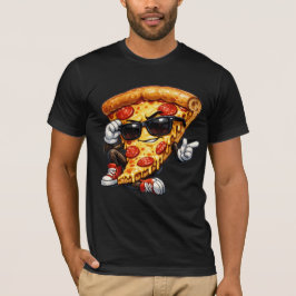 Cool Pizza Slice Mascot with Sunglasses Art T-shirt